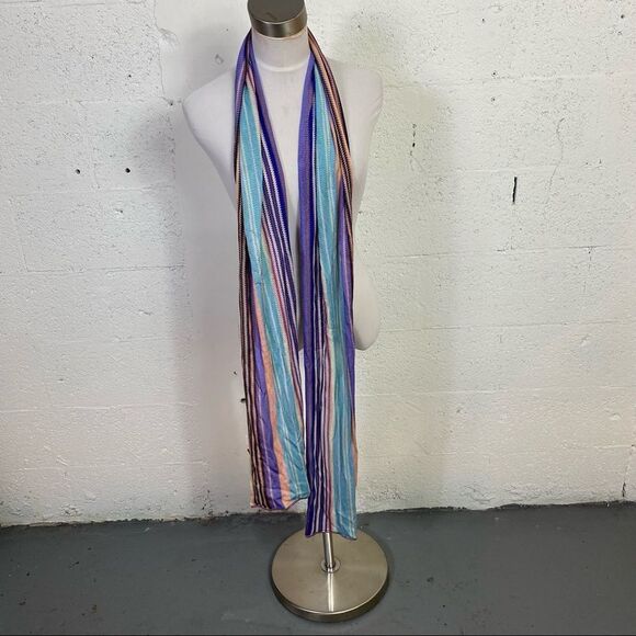 Missoni Multi-Color Striped Knit Long Scarf - Picture 4 of 9